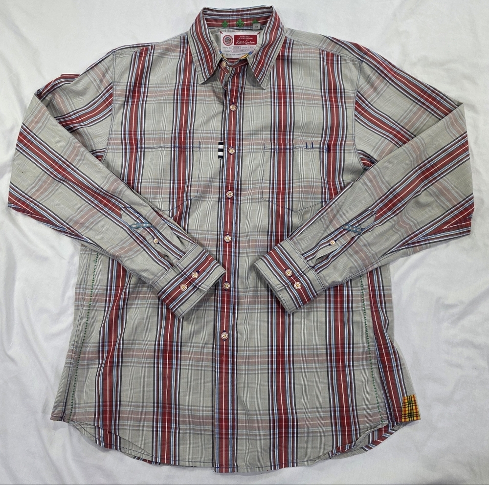 Robert Graham Luxurious Soft Cotton Plaid Button-Up Shirt Smart Casual Preppy. L